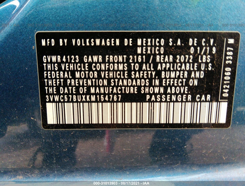 3VWC57BUXKM154767