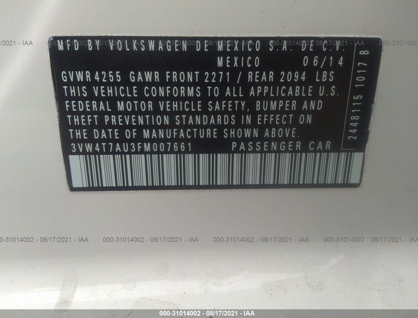 3VW4T7AU3FM007661