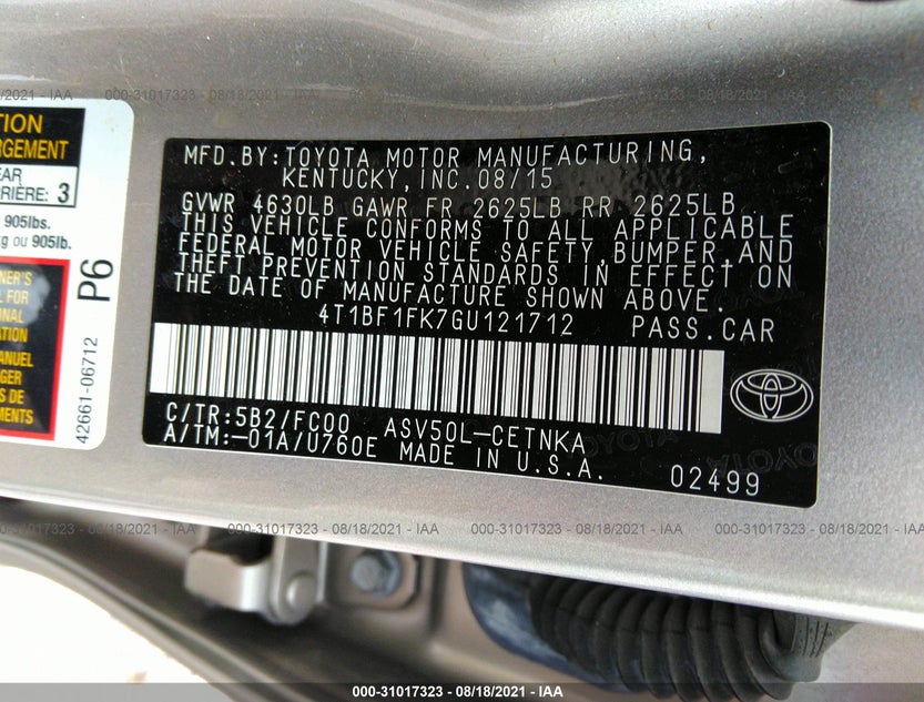 4T1BF1FK7GU121712