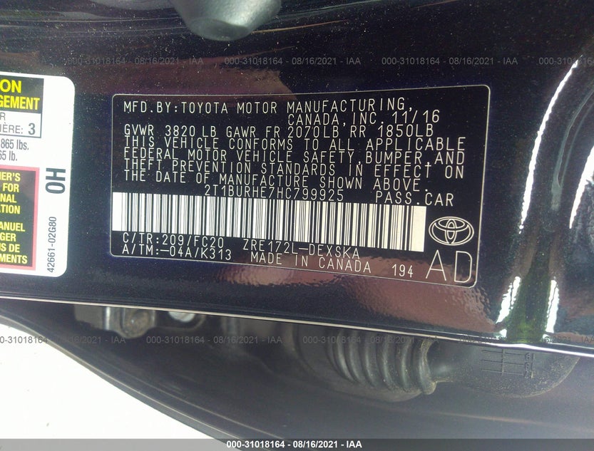 2T1BURHE7HC799925