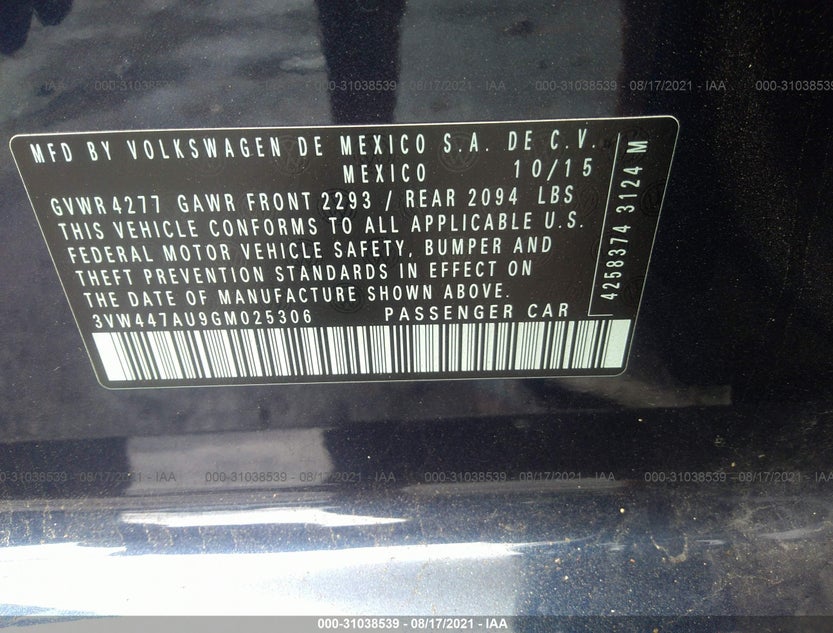 3VW447AU9GM025306