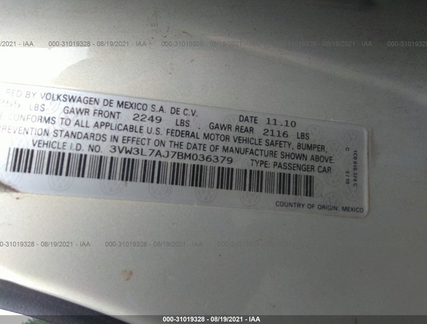 3VW3L7AJ7BM036379