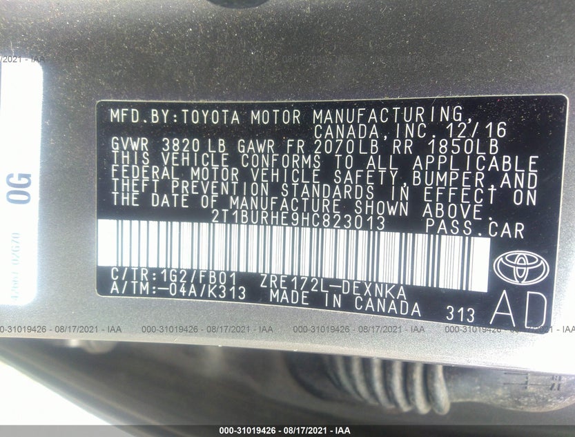 2T1BURHE9HC823013