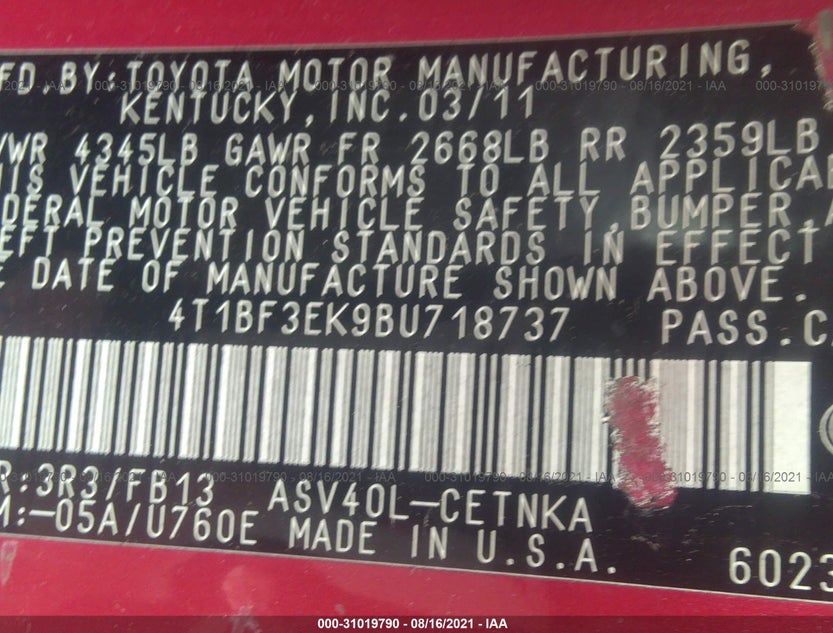 4T1BF3EK9BU718737
