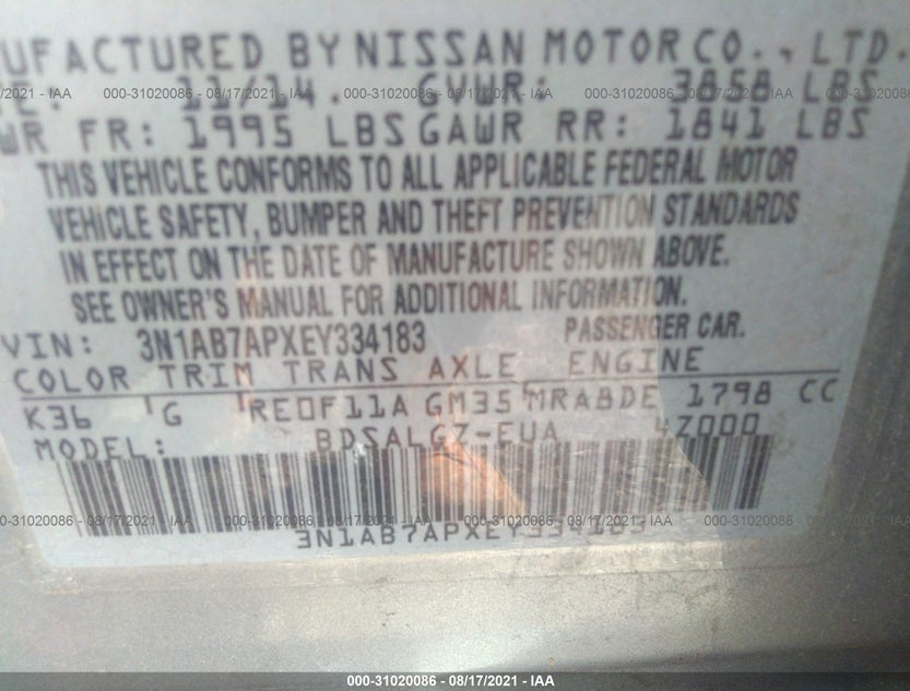 3N1AB7APXEY334183