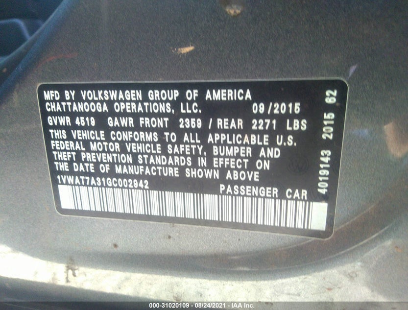 1VWAT7A31GC002942