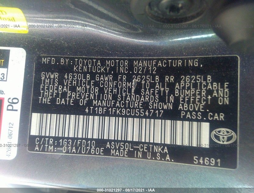 4T1BF1FK9CU554717