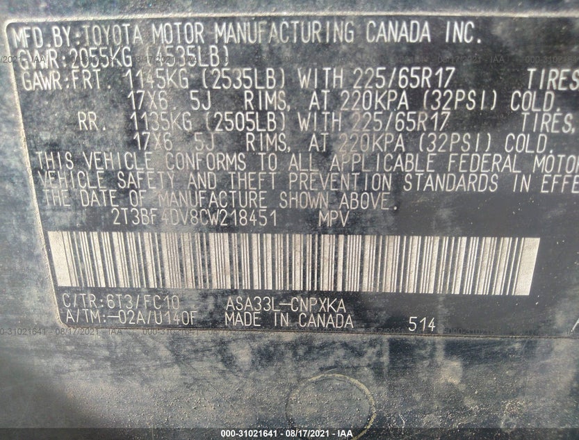 2T3BF4DV8CW218451