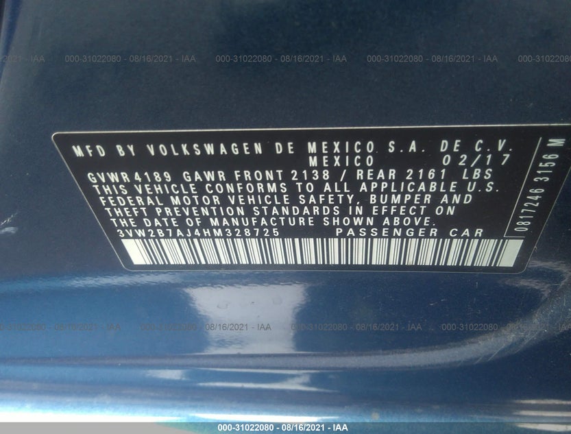 3VW2B7AJ4HM328725