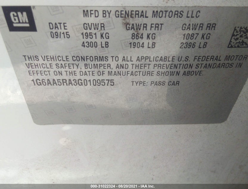 1G6AA5RA3G0109575
