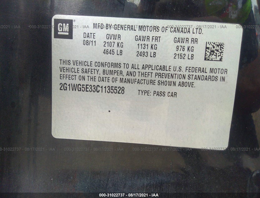 2G1WG5E33C1135528
