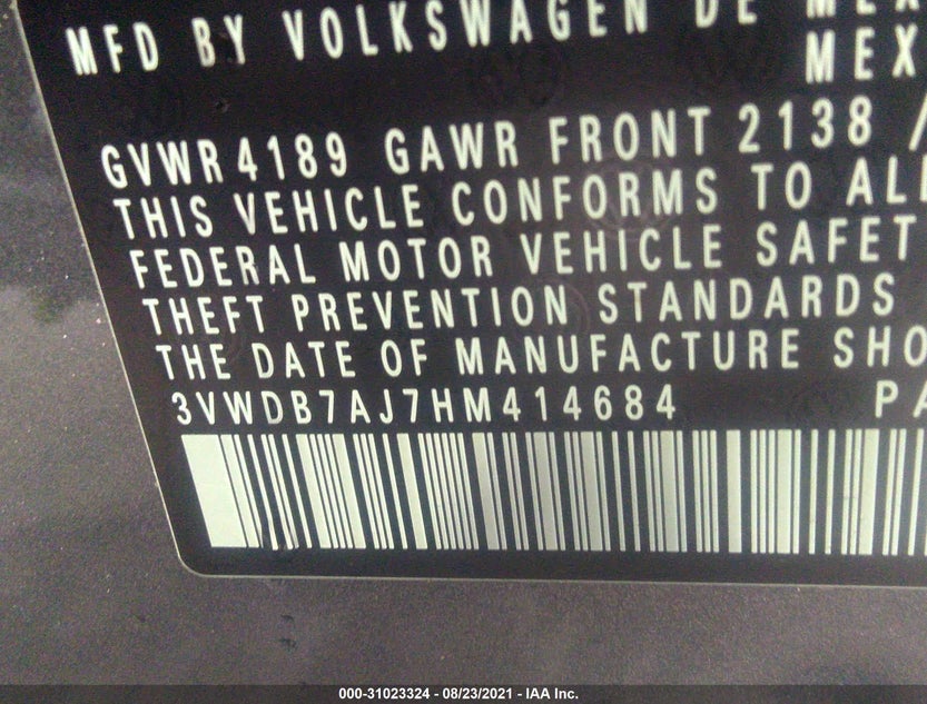 3VWDB7AJ7HM414684
