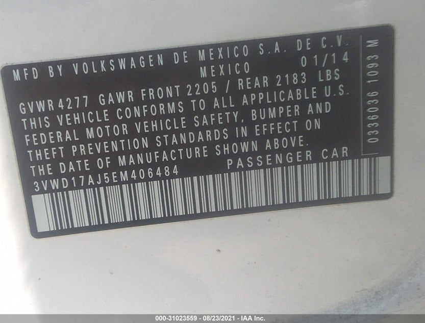 3VWD17AJ5EM406484