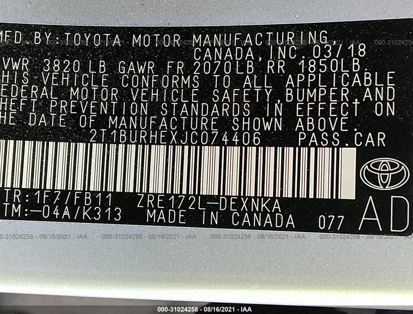 2T1BURHEXJC074406