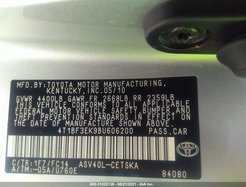 4T1BF3EK9BU606200