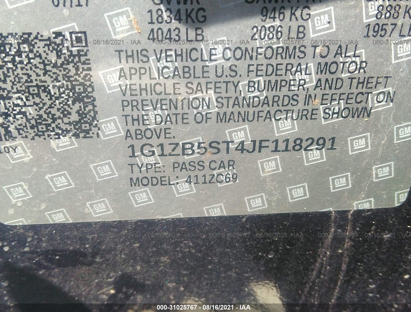 1G1ZB5ST4JF118291