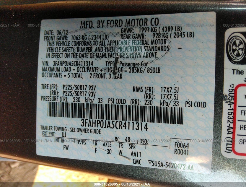 3FAHP0JA5CR411314