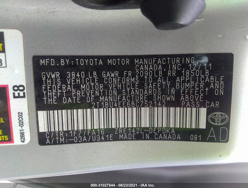 2T1BU4EE6BC752142