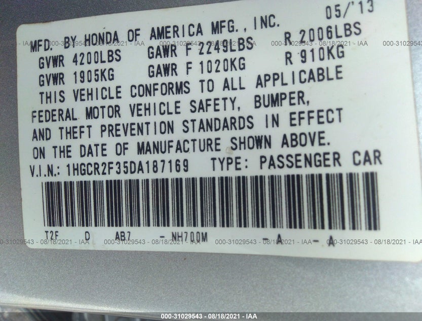 1HGCR2F35DA187169