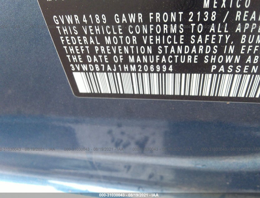 3VWDB7AJ1HM206994