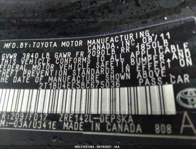 2T1BU4EE5BC675036