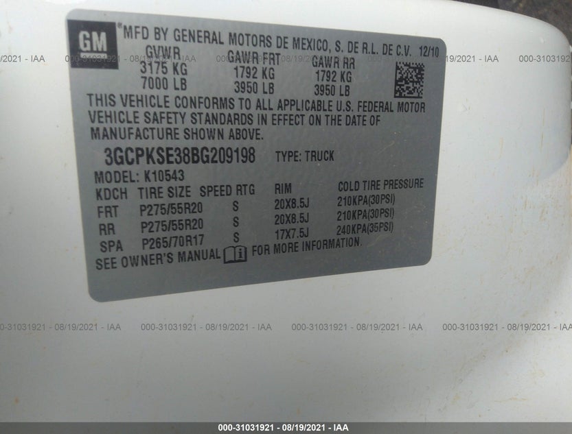 3GCPKSE38BG209198