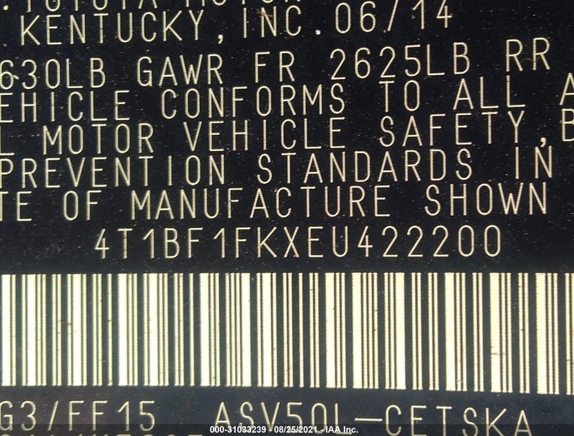 4T1BF1FKXEU422200