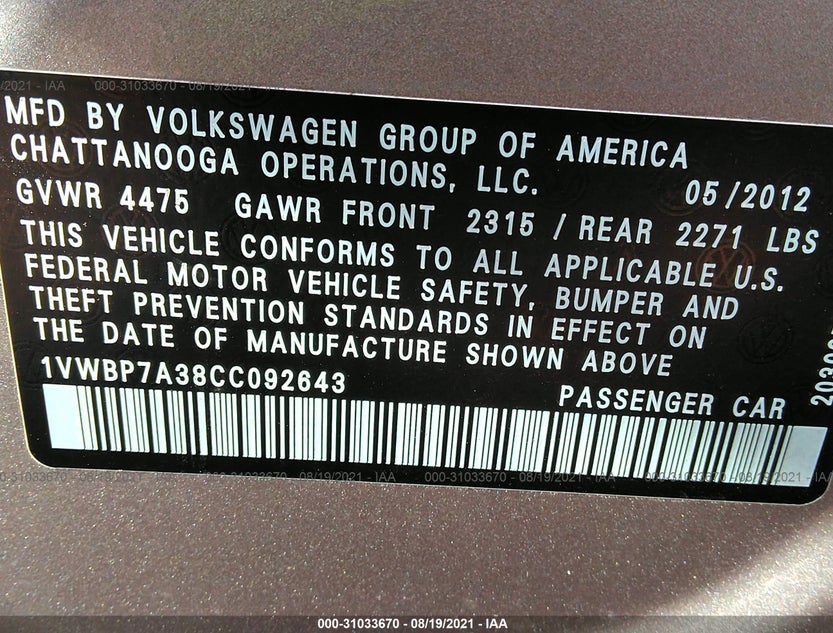 1VWBP7A38CC092643