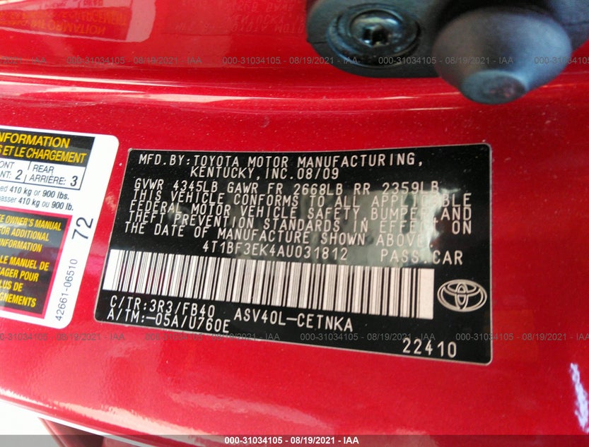 4T1BF3EK4AU031812