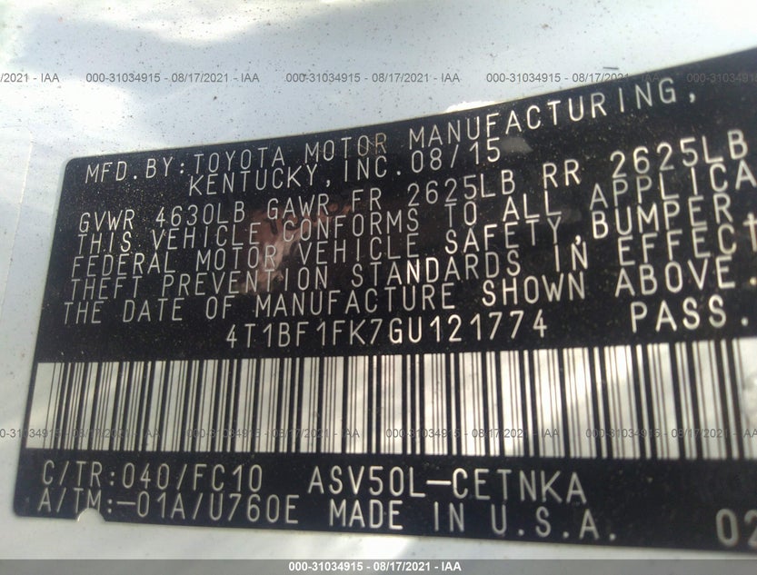 4T1BF1FK7GU121774