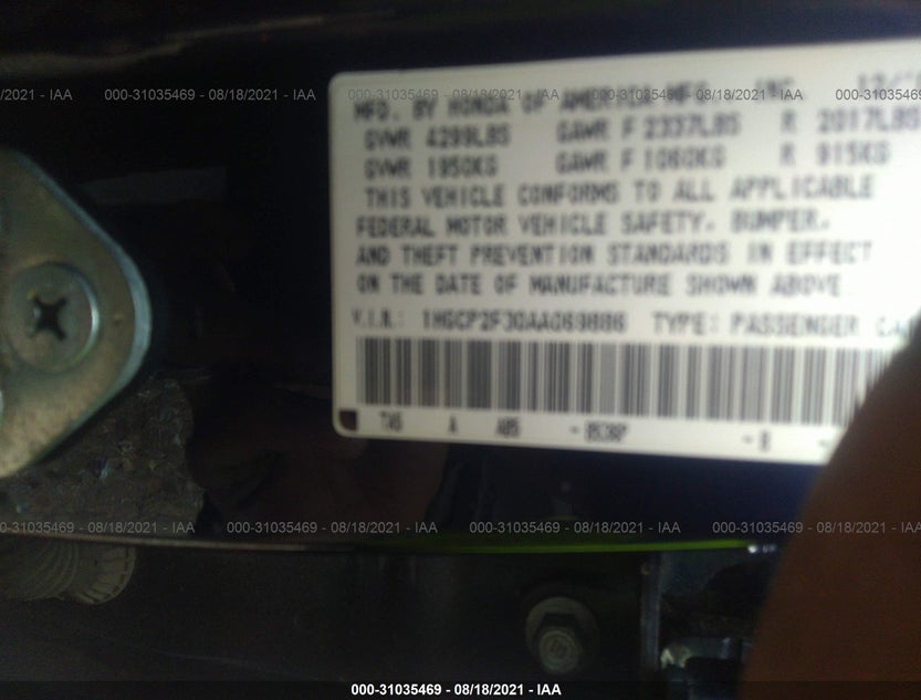 1HGCP2F30AA069886