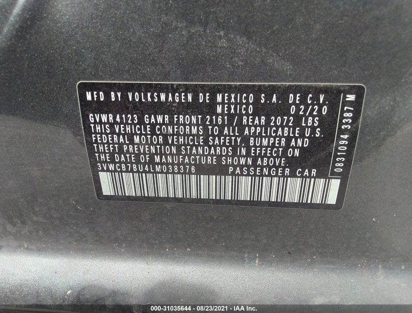 3VWCB7BU4LM038376
