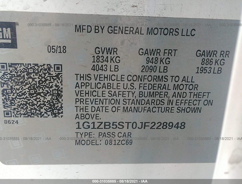 1G1ZB5ST0JF228948