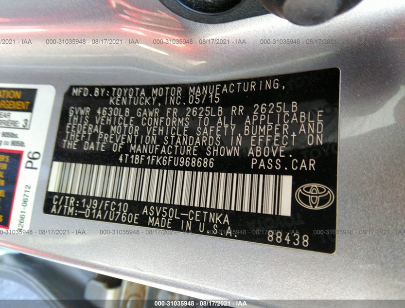 4T1BF1FK6FU968686