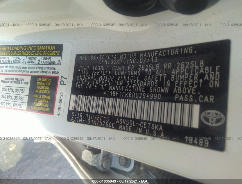 4T1BF1FK6DU294990