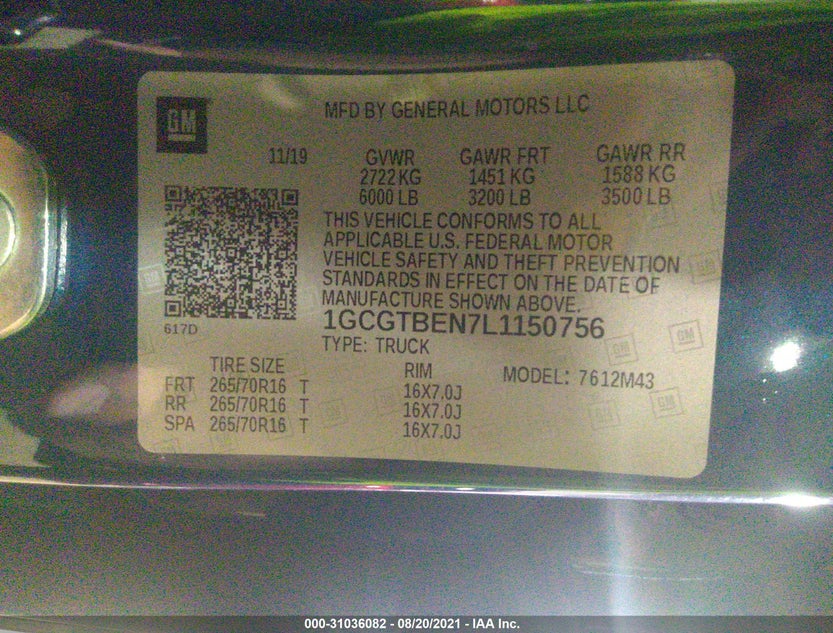 1GCGTBEN7L1150756