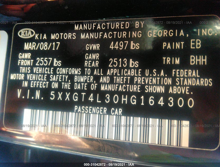 5XXGT4L30HG164300