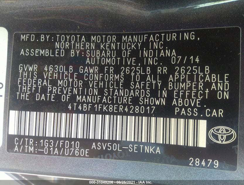 4T4BF1FK8ER428017