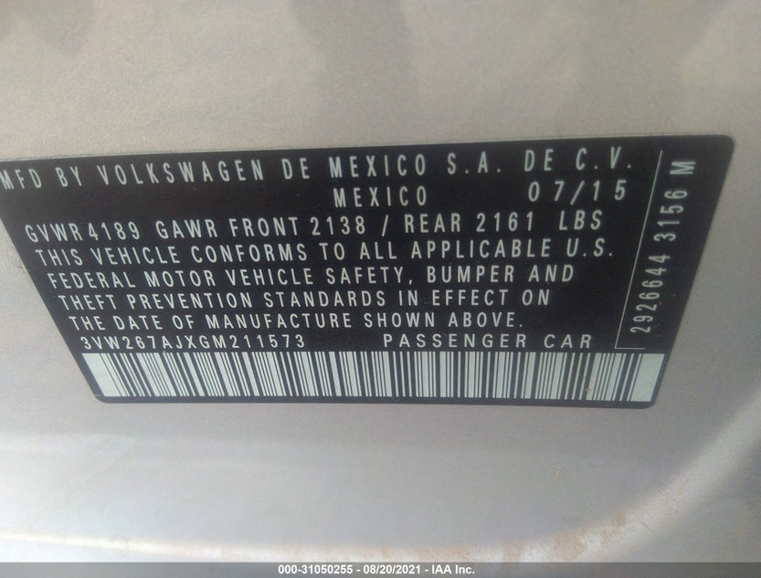 3VW267AJXGM211573