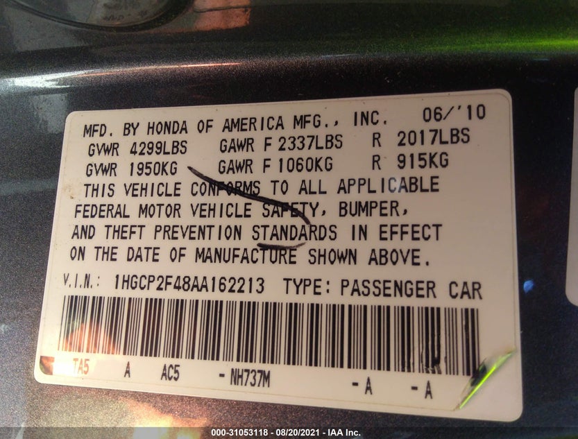 1HGCP2F48AA162213