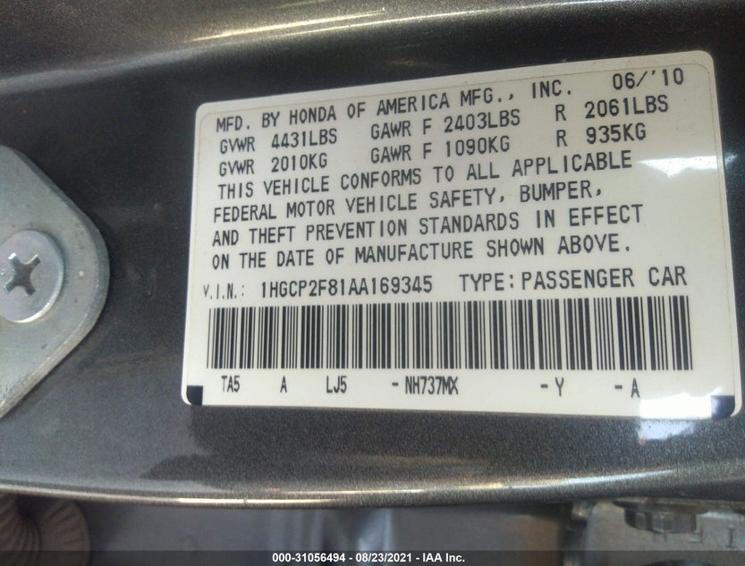 1HGCP2F81AA169345