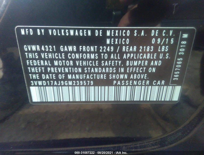 3VWD17AJ9GM239579