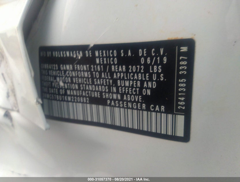 3VWC57BU1KM220882