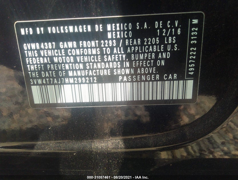 3VW4T7AJ7HM299212