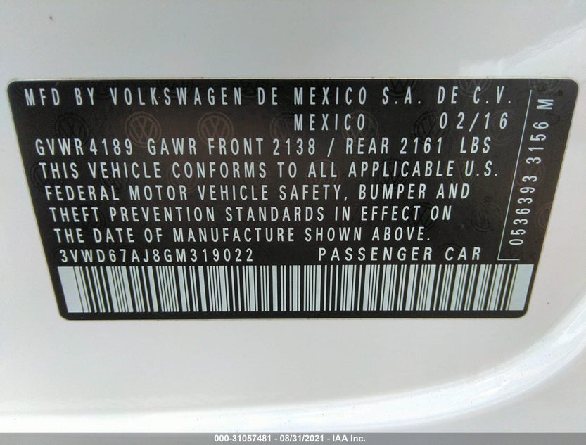 3VWD67AJ8GM319022