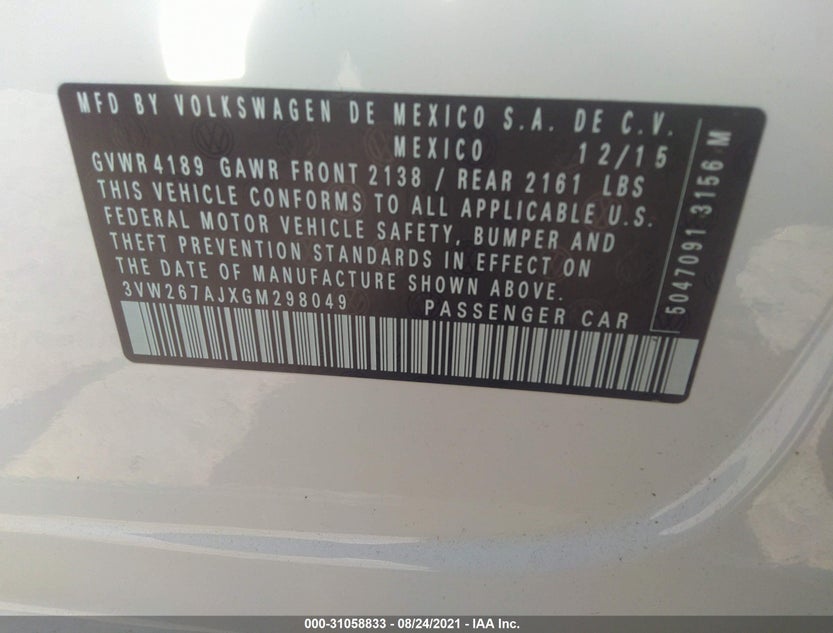 3VW267AJXGM298049