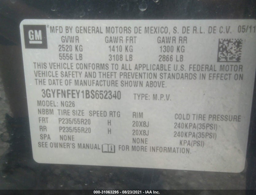 3GYFNFEY1BS652340