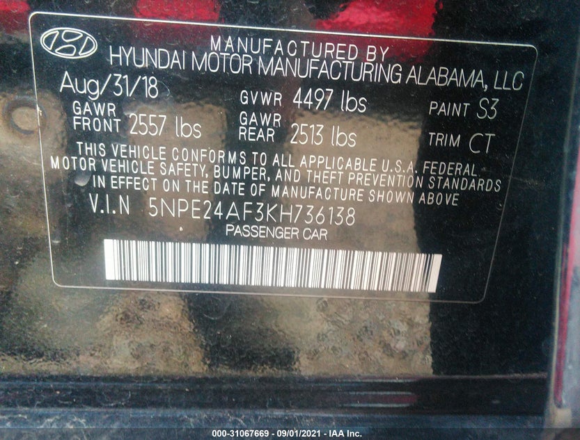 5NPE24AF3KH736138