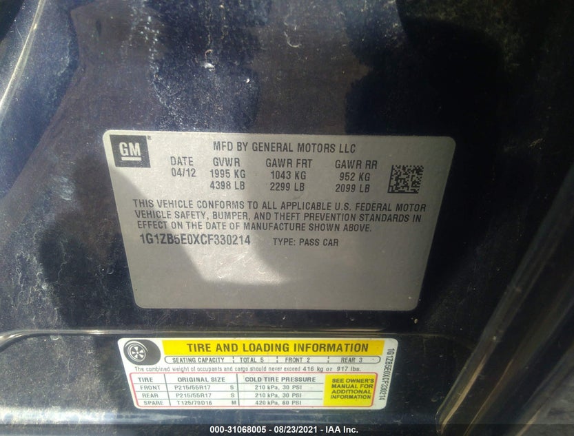 1G1ZB5E0XCF330214
