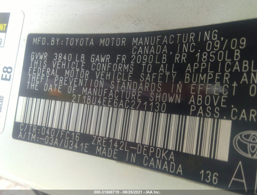 2T1BU4EE6AC271130